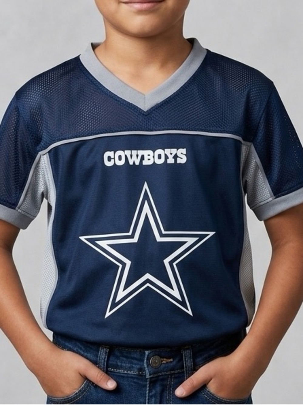 NFL Flag Dallas Cowboys VNeck Short sleeve Mesh USA Football Jersey Size Youth M